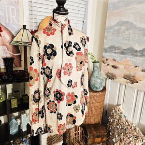 VTG 60's 70's Aileen MOD Flowers Long Sleeve Crewneck Blouse.L Fit